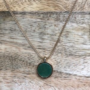 Gold Necklace w/ Green Pendant